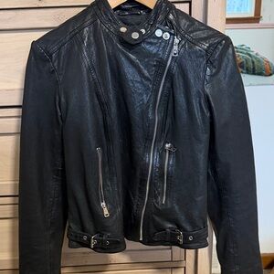 Lauren Ralph Lauren Burnished Leather Moto Jacket
